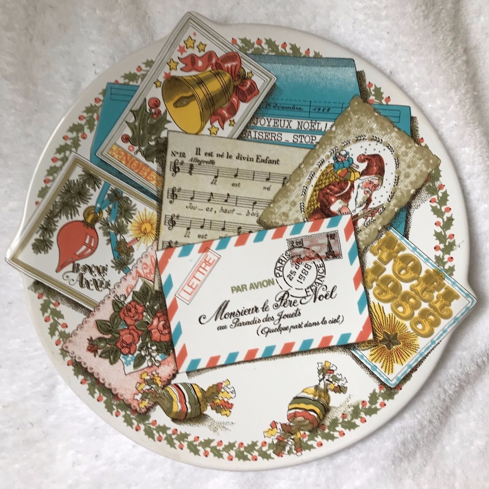 French Holiday Postcard Plate